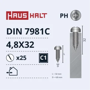 ВИНТ САМОРЕЗ 4.8X32 DIN7981C ZN 25ШТ БЛ