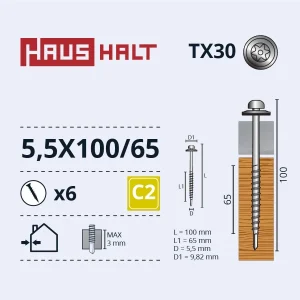 ВИНТ САМОРЕЗ 5,5X100 TORX/EMPD ZN 6GB BL