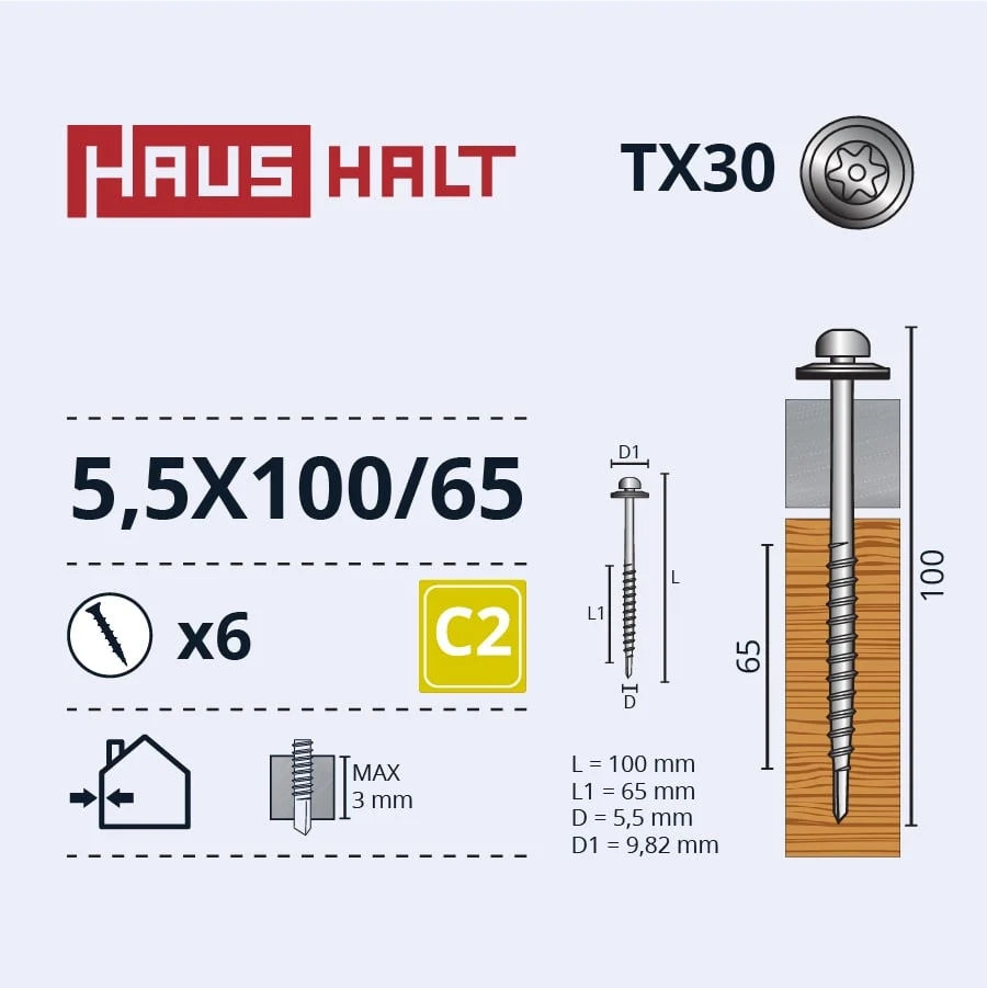 ВИНТ САМОРЕЗ 5,5X100 TORX/EMPD ZN 6GB BL
