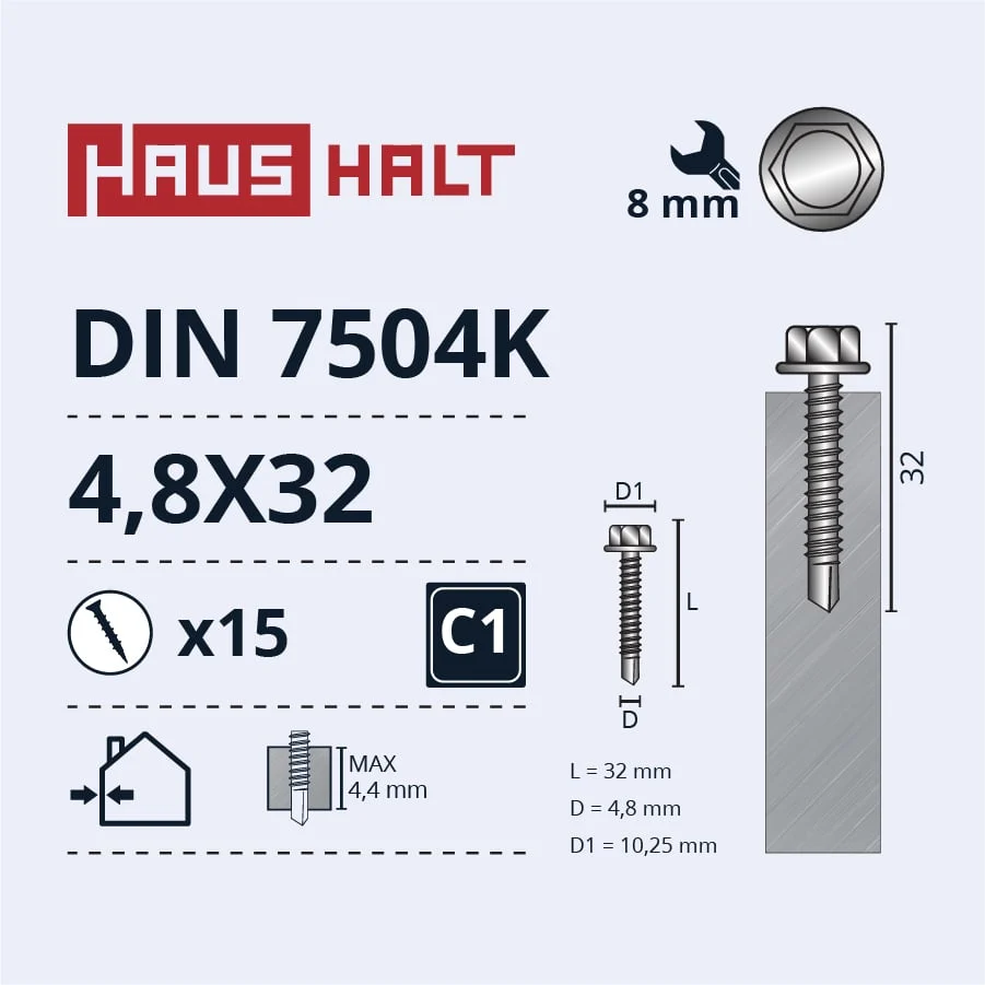 ВИНТ С ВНУТРЕННЕЙ РЕЗЬБОЙ 4,8X32 DIN7504K ZN 15ШТ БЛ