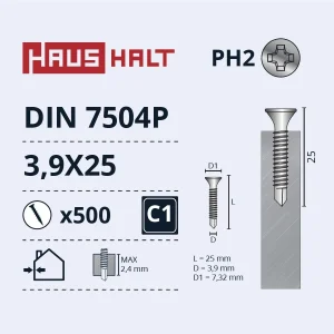 ШУРУП ПАТЕНТНЫЙ 3,9X25 DIN7504P ZN(500)
