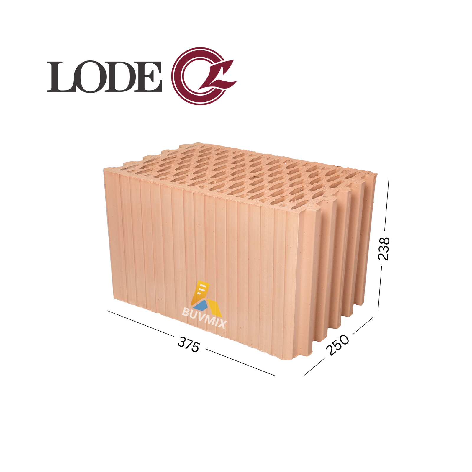 Lode Keraterm 25 building blocks 15Mpa, 375x250x238mm, 1.61m3
