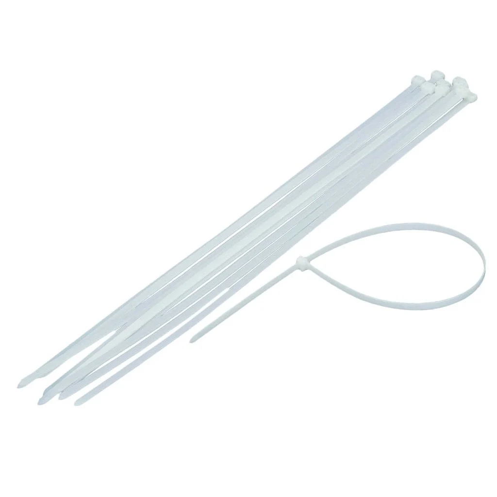 CABLE TIES 7.5X370MM WHITE 100PCS