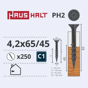 WOOD SCREW REGIPSA 4.2X65/45 (250)
