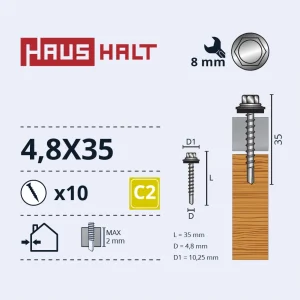 ВИНТ САМОРЕЗ 4,8X35 ДЕРЕВО+EPDM ZN 10ШТ БЛ
