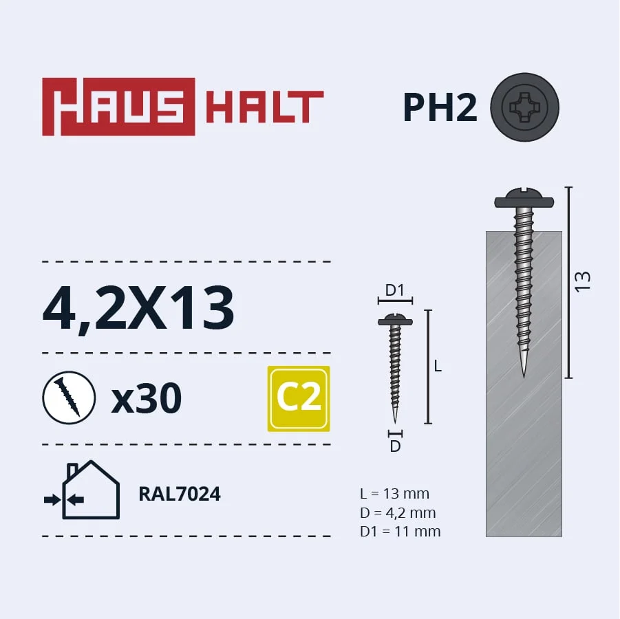 SKRŪV.PAŠG.4,2X13 MET RAL7024 30GB BL