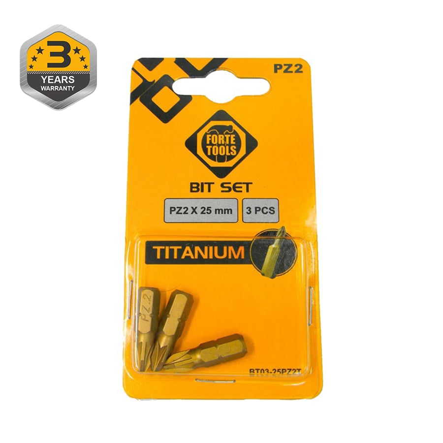 SCREWDRIVER TIP PZ2X25MM 3PC TIN