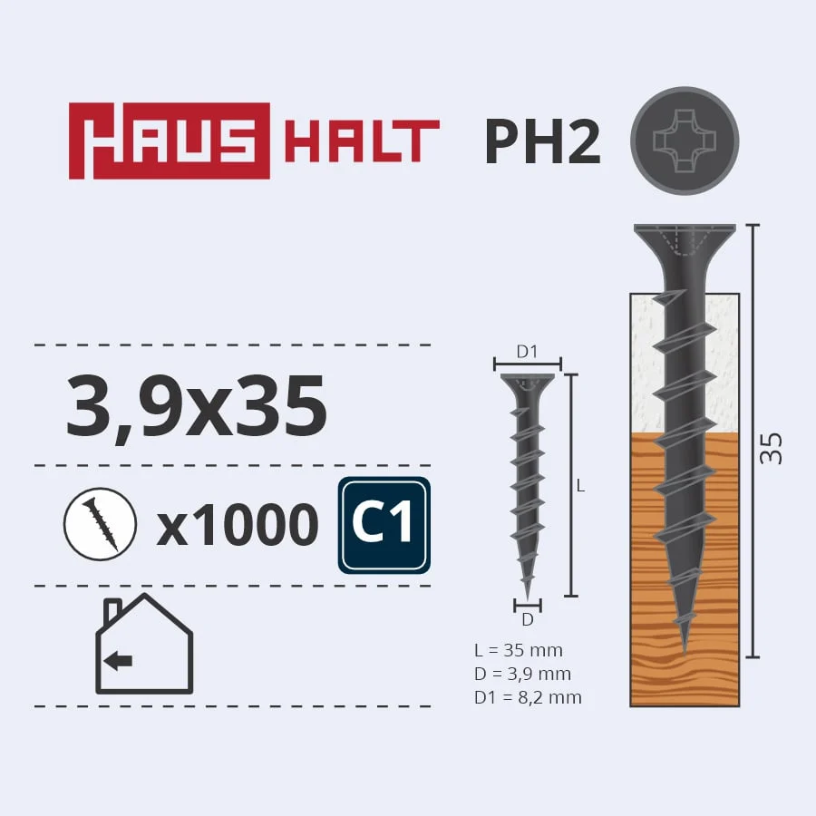 WOOD SCREW REGIPS 3.9X35 (1000)