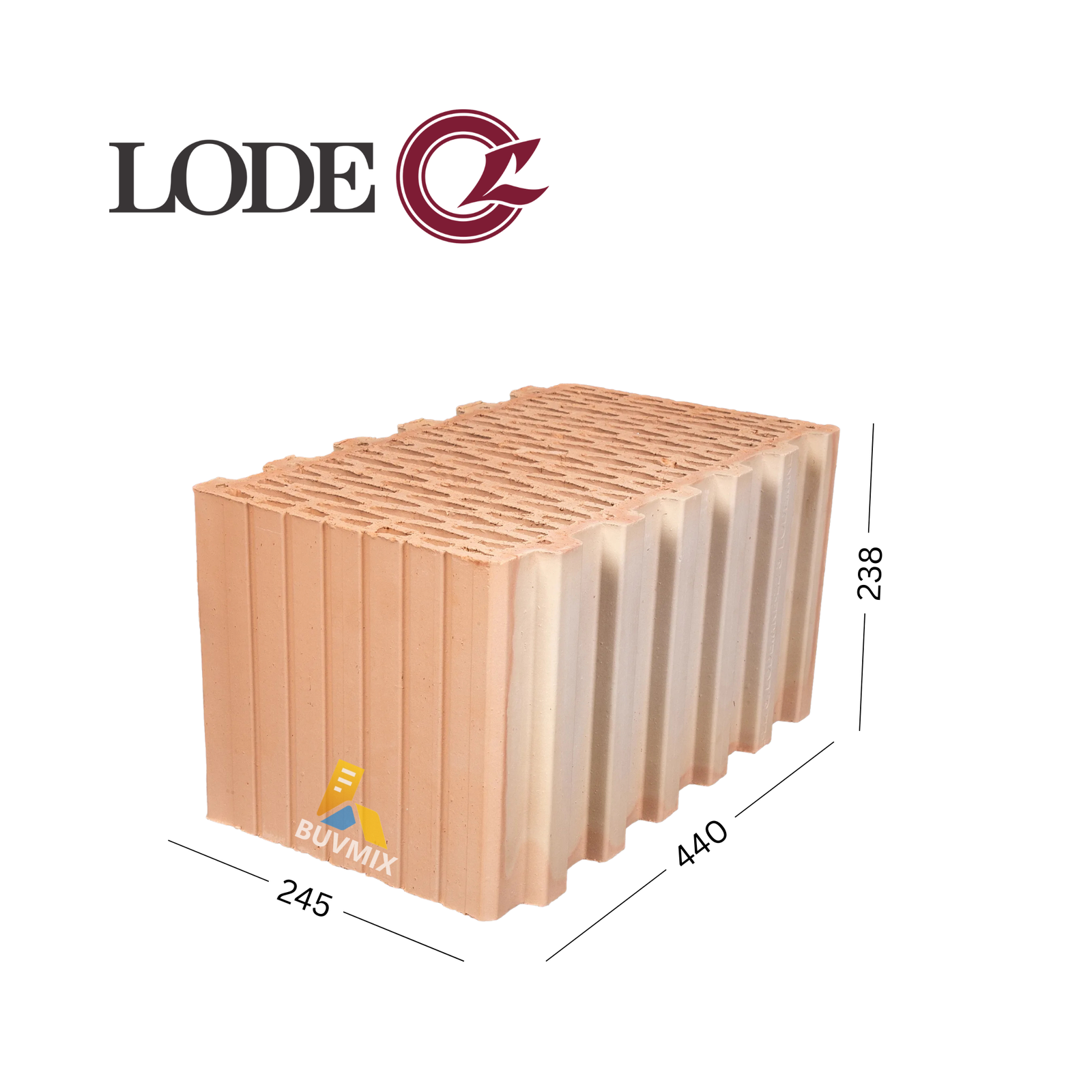 Lode Keraterm 44 building blocks 15Mpa, 250x440x238mm, 1.61m3
