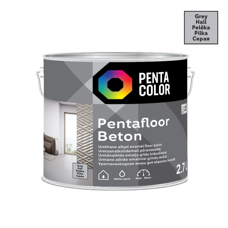 КРАСКА ДЛЯ ПОЛА PENTAFLOOR СЕРАЯ 2.7L