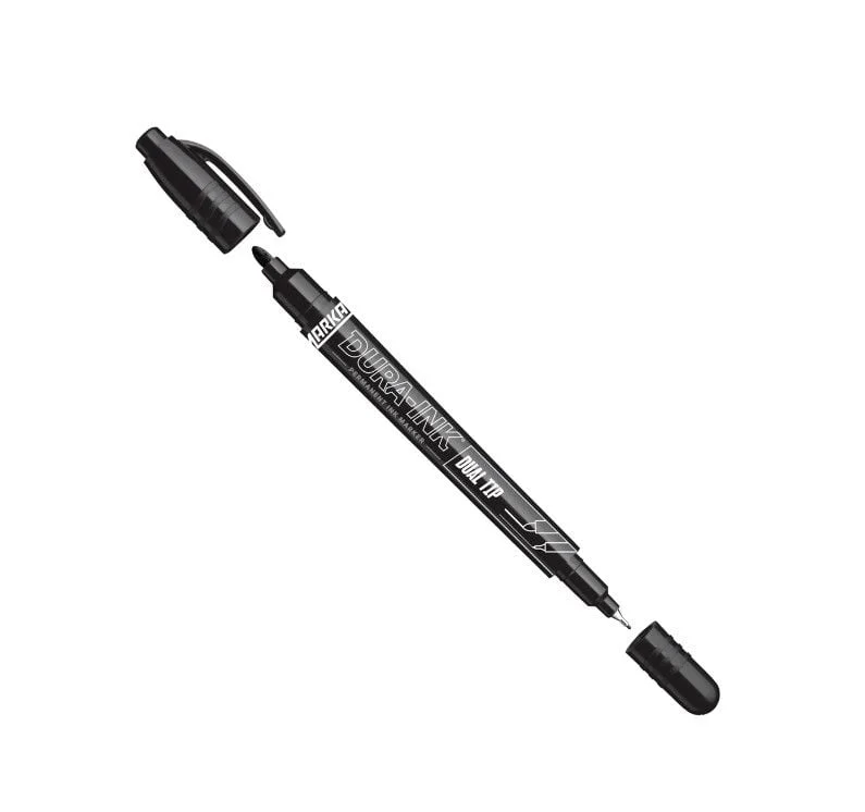 MARĶIERIS DURA-INK DUALTIP 0.8-1.5 MELNS