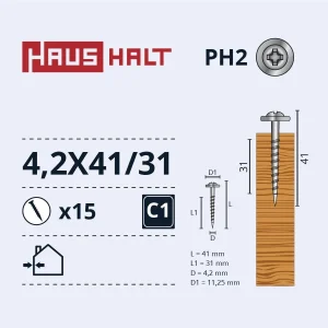 САМОРЕЗ 4,2X41/31 ДЛЯ ДЕРЕВА ЦН 15ШТ БЛ