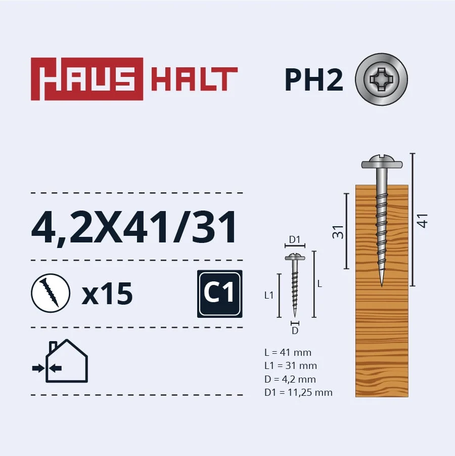 САМОРЕЗ 4,2X41/31 ДЛЯ ДЕРЕВА ЦН 15ШТ БЛ