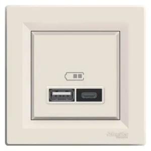 USB+C SOCKET ASFORA 2.4A CREAM
