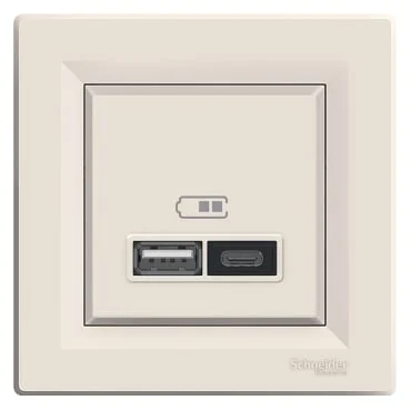 USB+C SOCKET ASFORA 2.4A CREAM