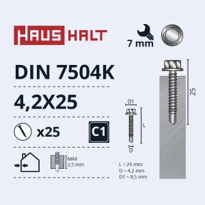 ШУРУП САМОРЕЗ.4,2X25 DIN7504K ЦИНК 25ШТ БЛ