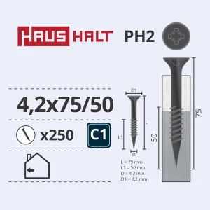 SCREW FOR METAL 4.2X75/50 (250)