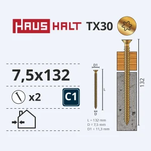 SCREW FOR CONCRETE 7.5X132MM 2PCS