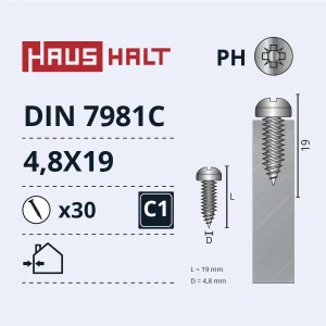 SCREW SELF-TAP.4.8X19 DIN7981C ZN 30PCS BL