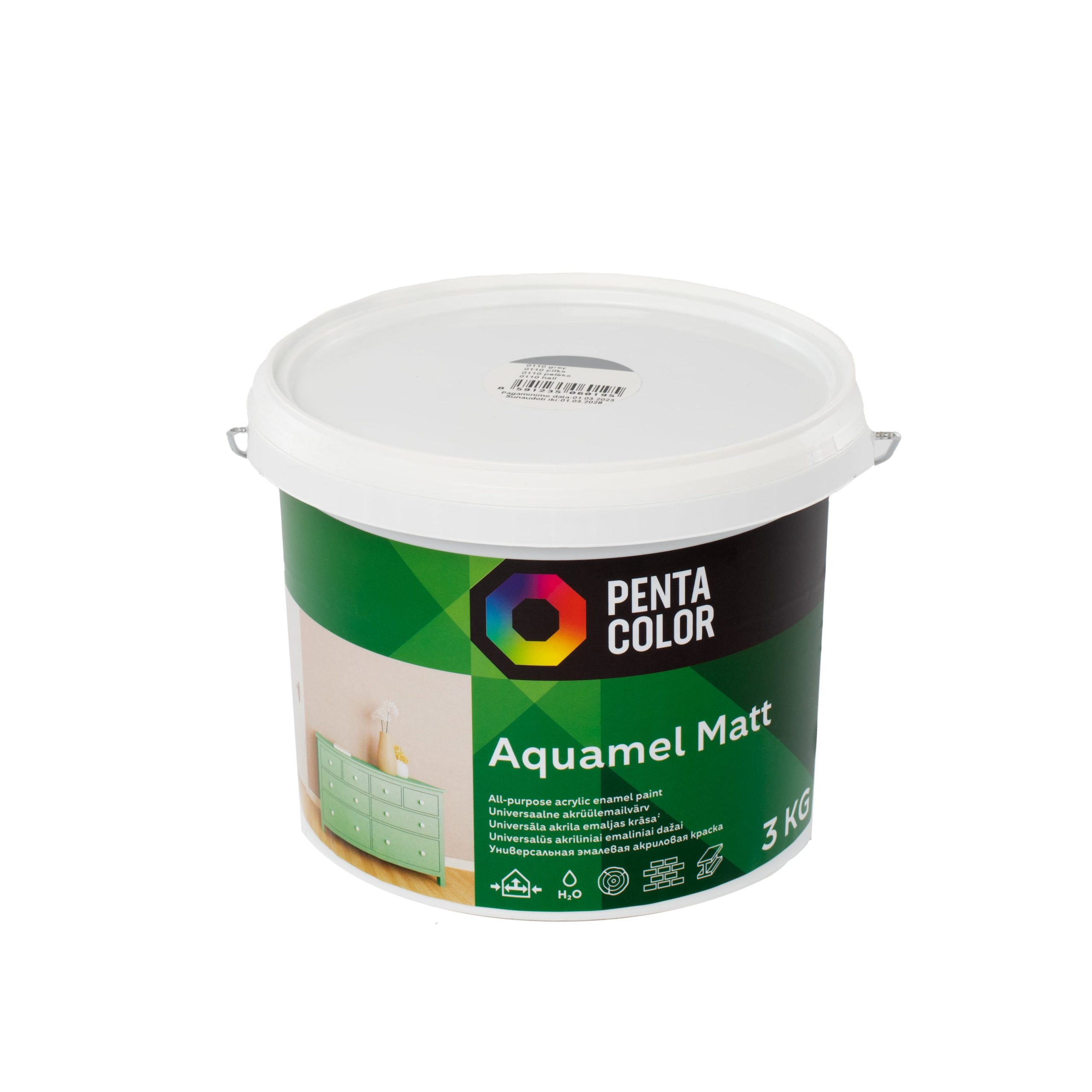 КРАСКА AQUAMEL СЕРОГО ЦВЕТА 3 КГ МАТОВАЯ