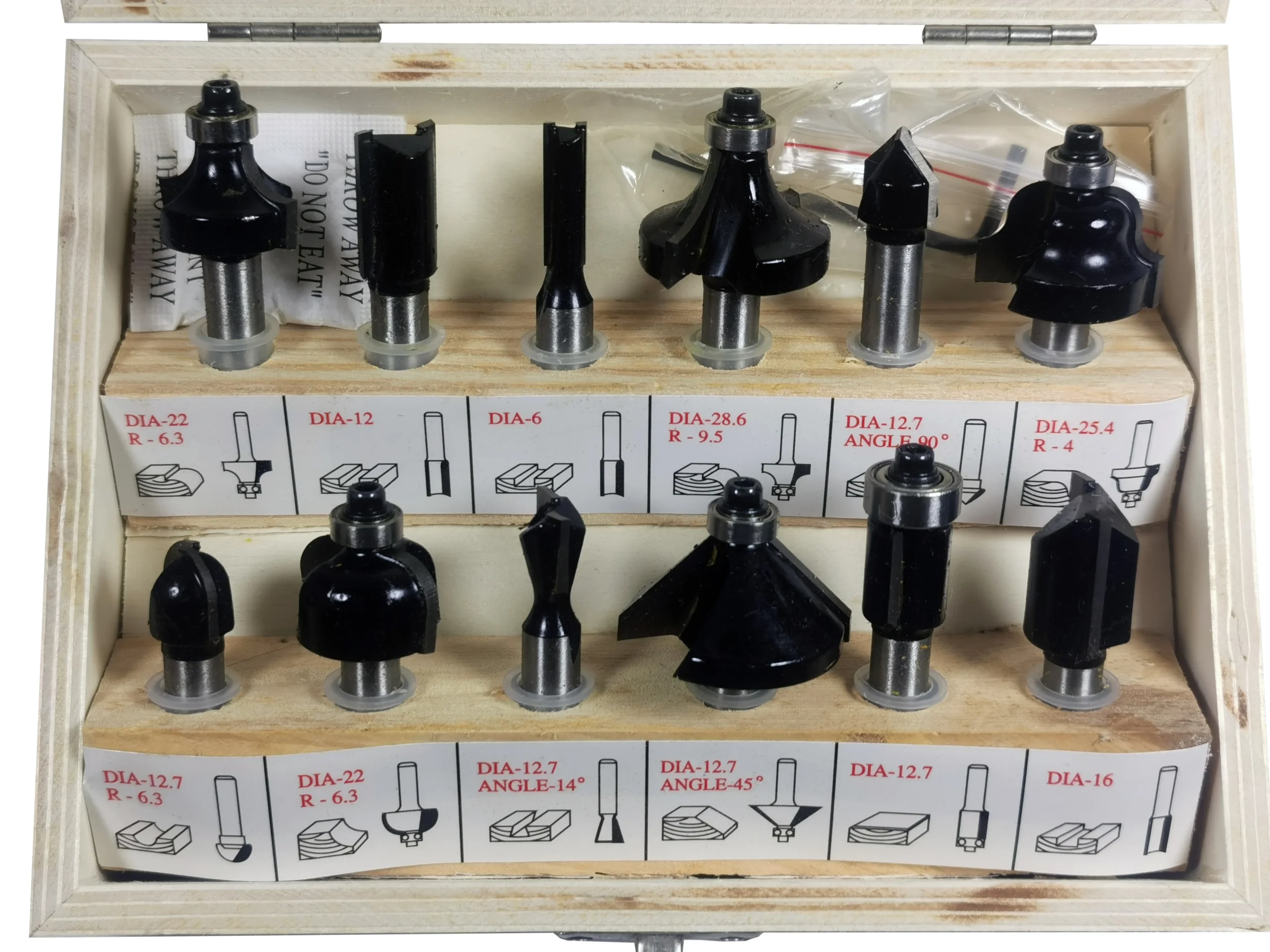 WOODEN MILLER SET 12 PIECES. 8MM