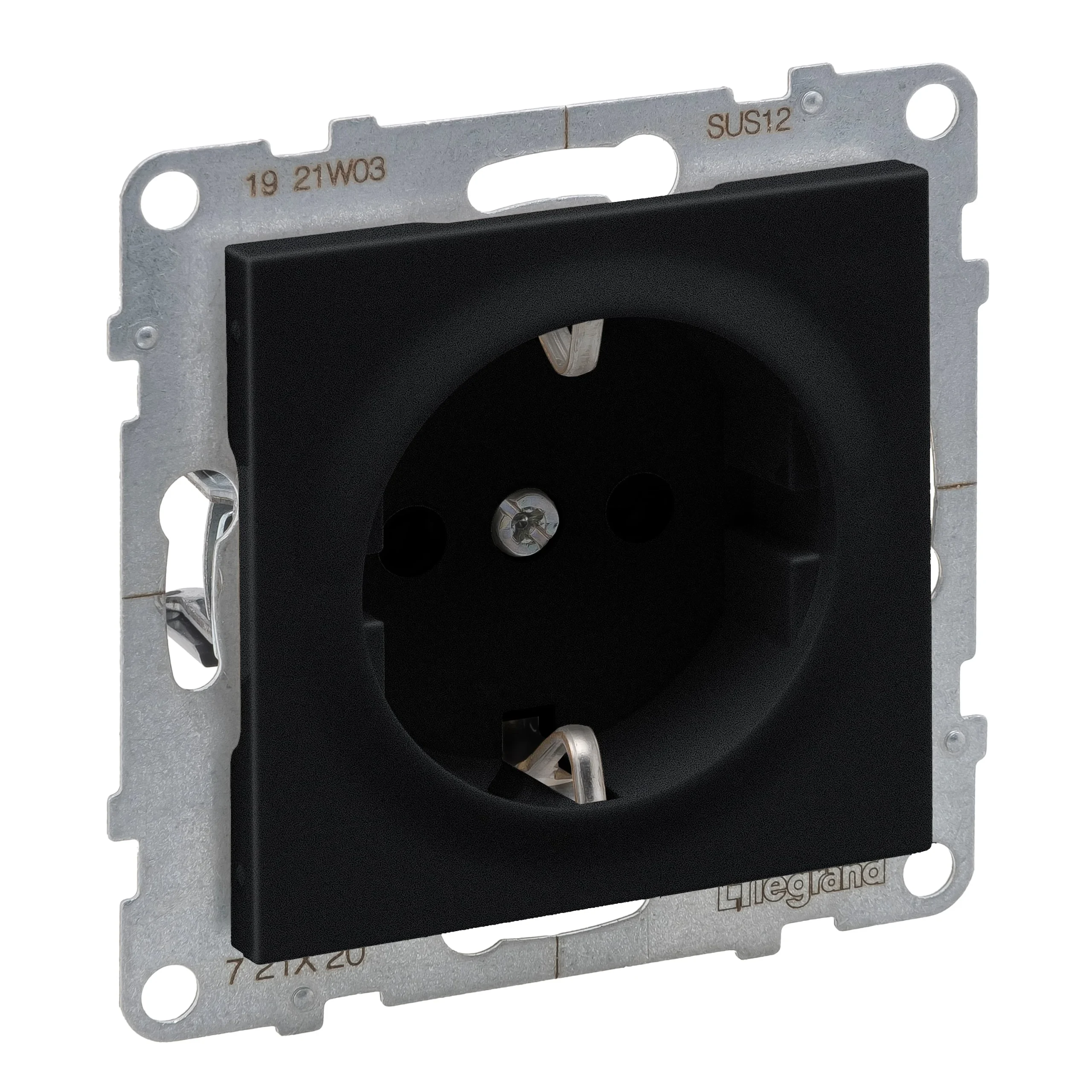 SOCKET WITH GROUND AND CHILDREN'S GROUND. BLACK