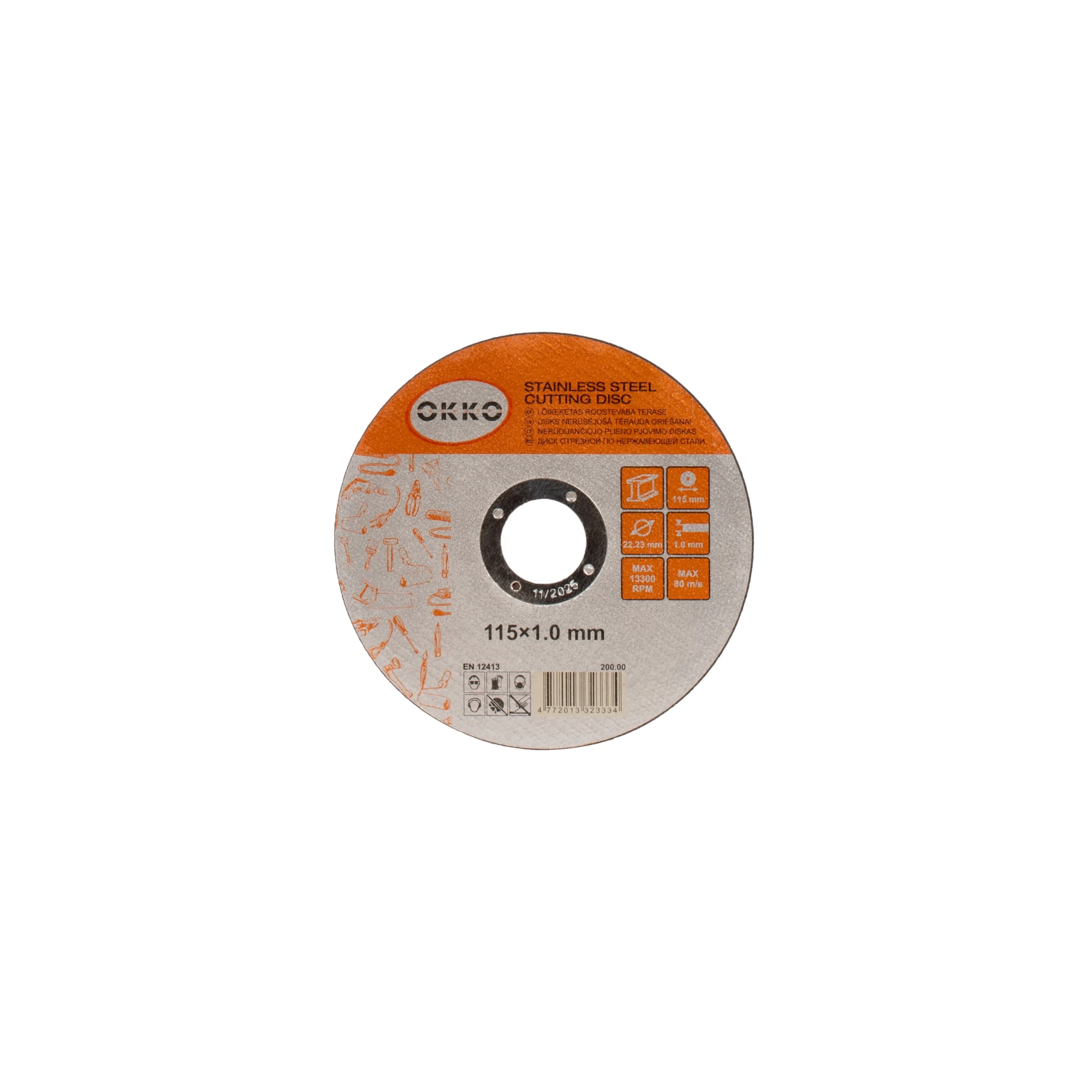 SPINNING TIRE DOESN'T RUST. FOR STEEL 115X1.0 OKKO