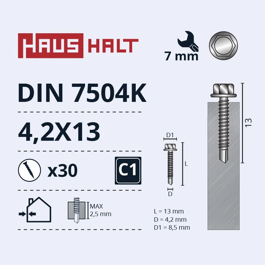 ВИНТ САМОНАРЕЗАЮЩИЙ 4,2X13 DIN7504K ZN 30ШТ БЛ