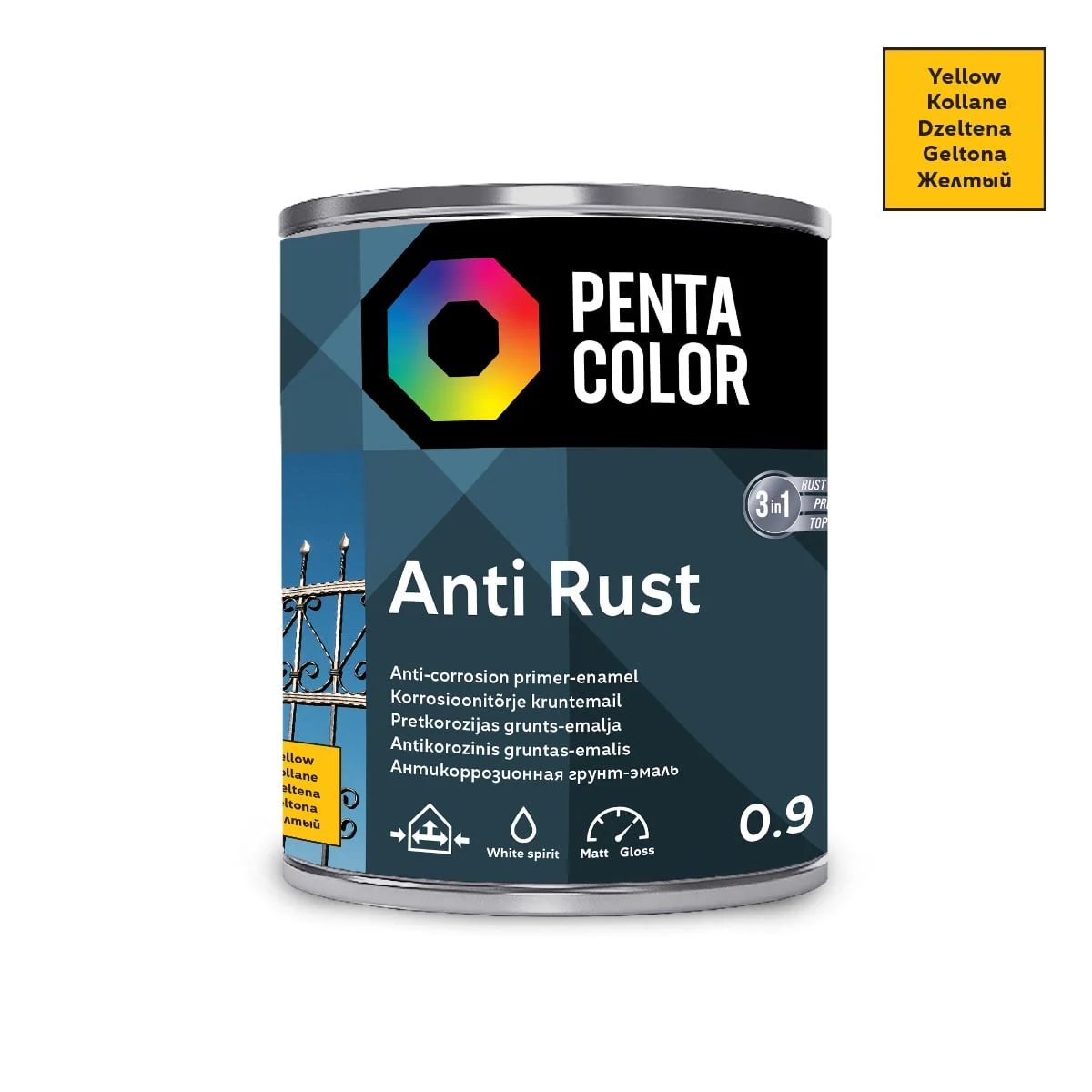 GRUNTS-EMALJA ANTIRUST 0.9L DZELTENA