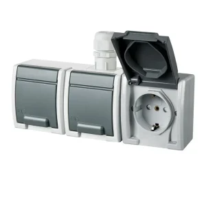CONTACT SOCKET WITH COVER 3-V.V/A IP65 GREY