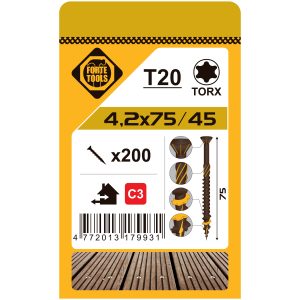 DECK SCREWS T20 4.2X75 BROWN (200)