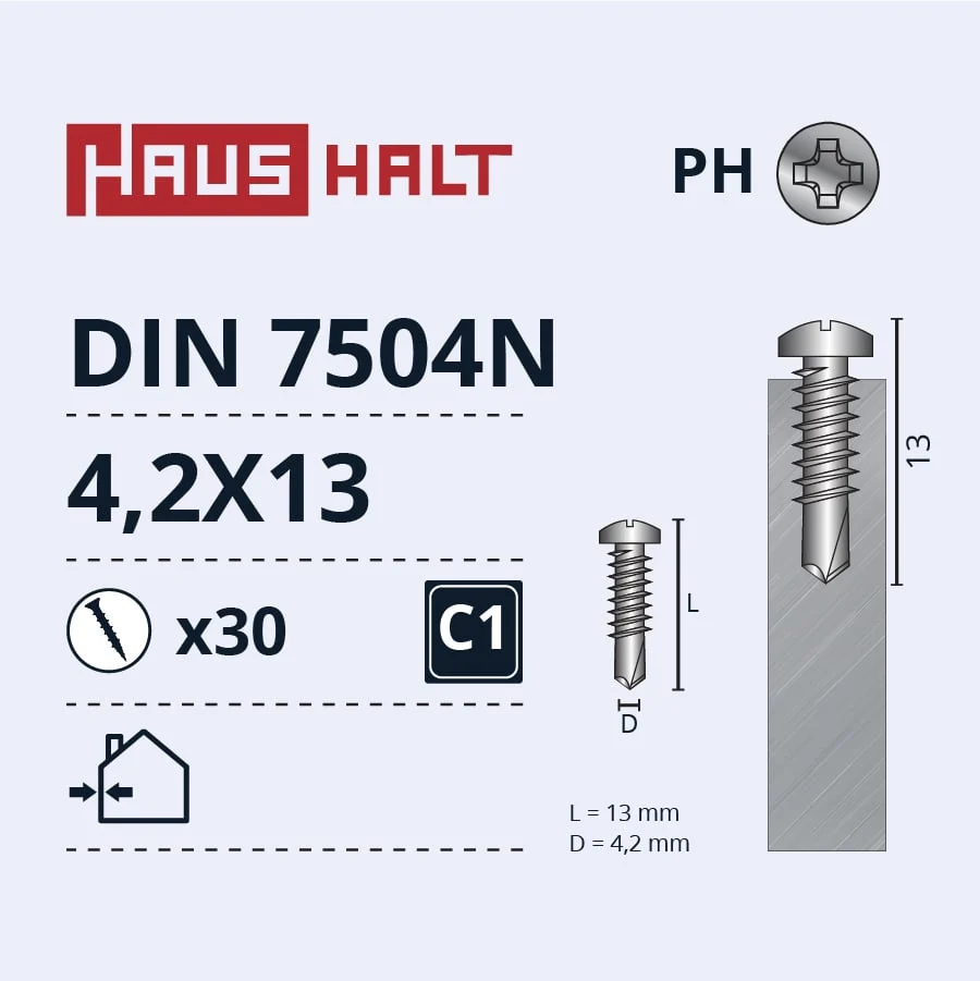ВИНТ САМОРЕЗ 4.2X13 DIN7504N ZN 30ШТ БЛ