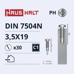 SCREW SELF-TAPPING 3.5X19 DIN7504N ZN 30PCS BL