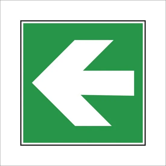 EVACUATION DIRECTION SIGN, 10X10CM