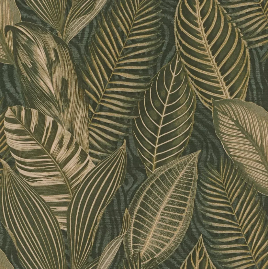 VINYL WALLPAPER 751826 GREEN LEAVES