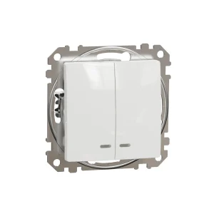 SWITCH SEDNA 1+1 BLUE LED INDICATOR WHITE