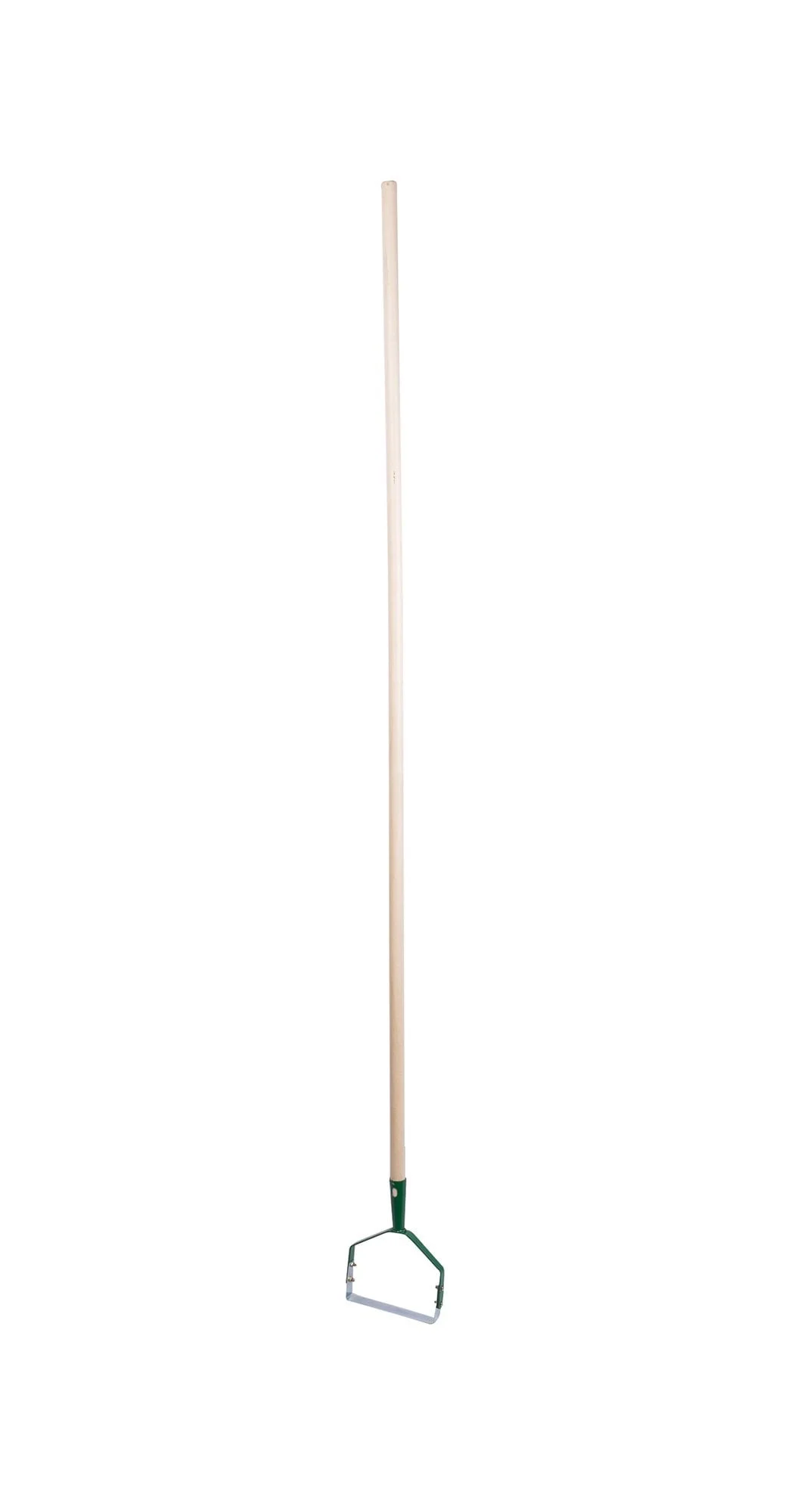 A HOE WITH A WOODEN HANDLE
