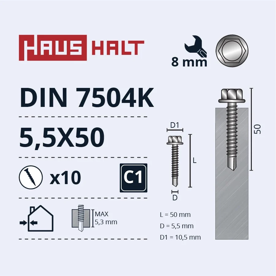 ШУРУП ПАШГР.5,5X50 DIN7504K ZN 10ШТ БЛ