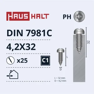 SCREW SELF-TAP.4.2X32 DIN7981C ZN 25PCS BL