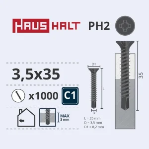 SCREW REAGING MET. 3.5X35 WITH DRILL(1000)
