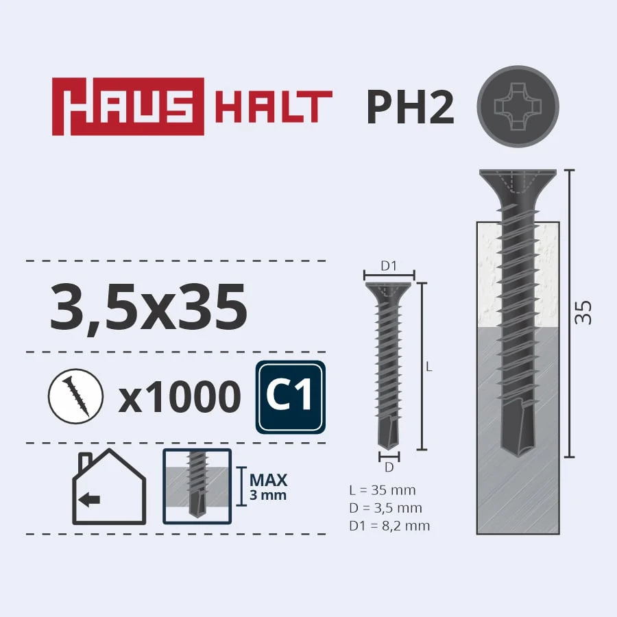 SCREW REAGING MET. 3.5X35 WITH DRILL(1000)