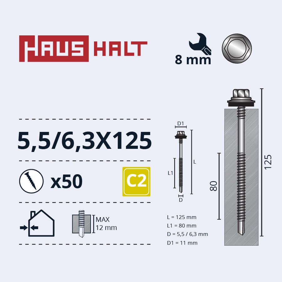 SELF-TAPPING SCREW 5.5/6.3X125 (50)