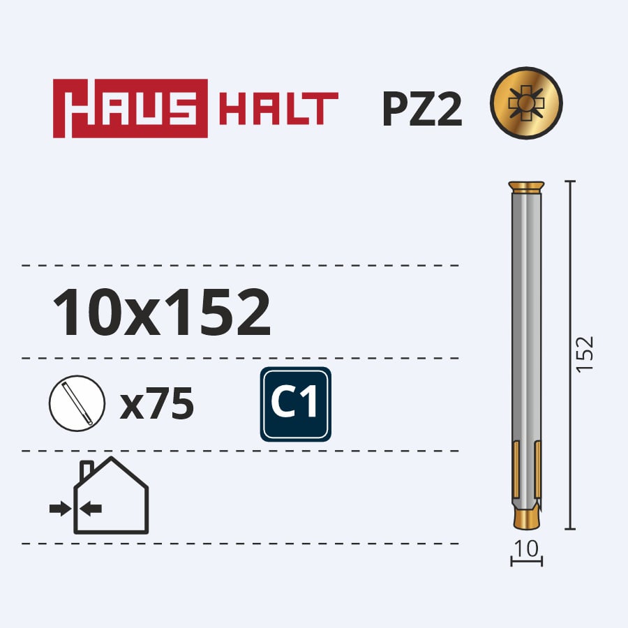 DOWEL 10X152MM 75PCS