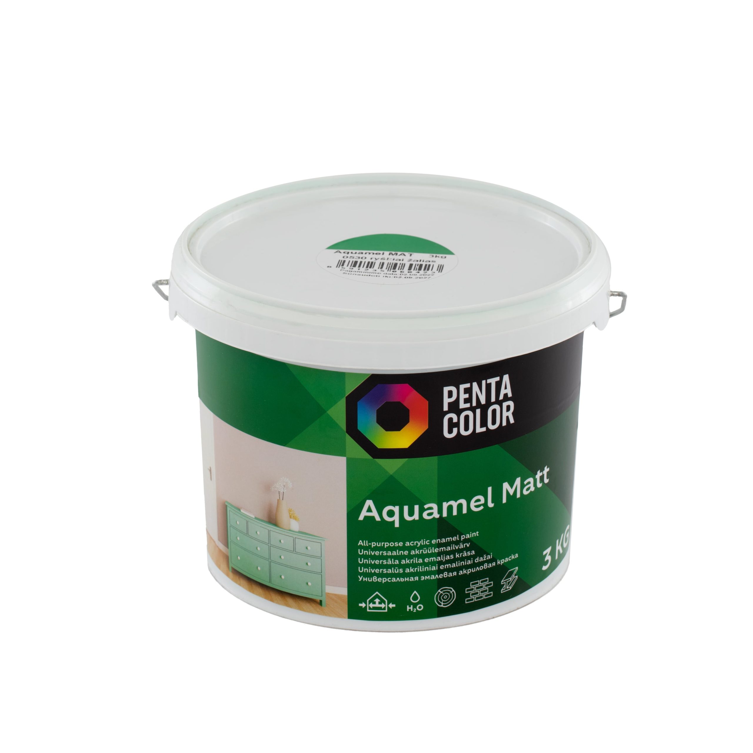 КРАСКА AQUAMEL ЗЕЛЕНАЯ 3 КГ МАТОВАЯ