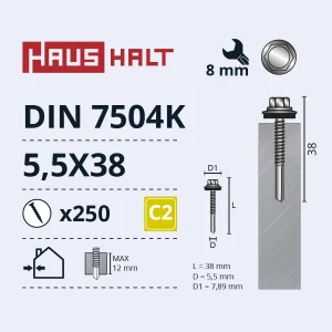 SCREW SELF-TAP 5.5X38 DIN7504K12MM(250)