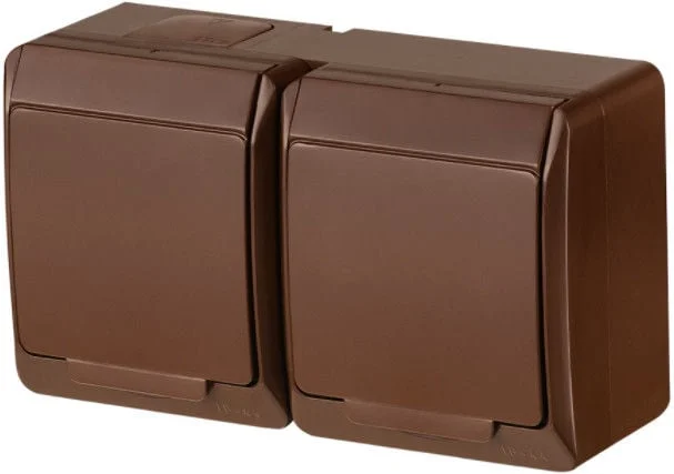 ROZETE HERMES 0325-06 1+1 IP44 BRŪNA
