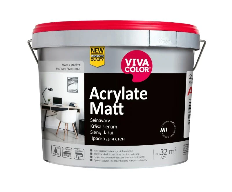 KRĀSA SIENĀM ACRYLATE MATT A 2.7L