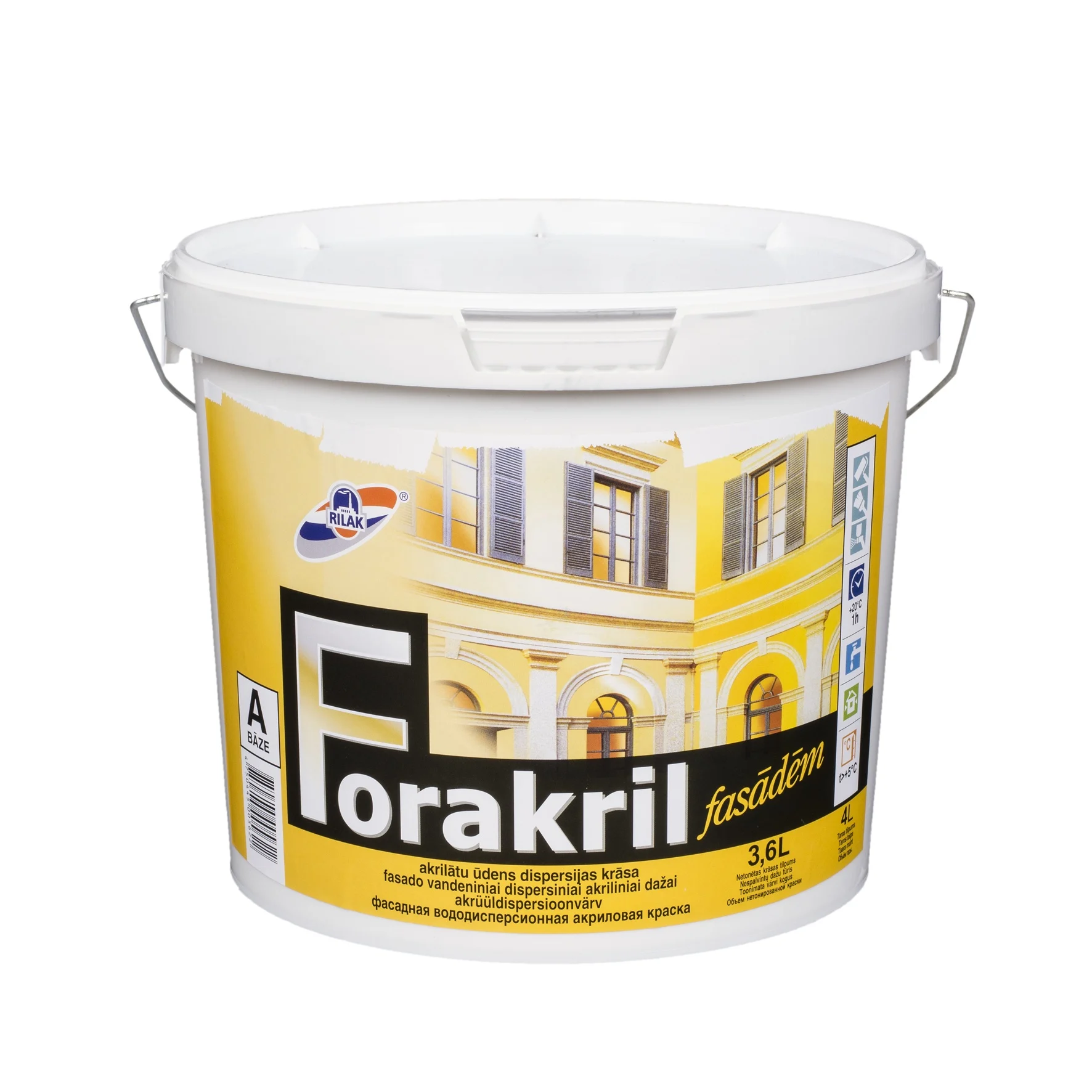 KRĀSA FASĀDĒM FORAKRIL A 5.2KG/3.6L