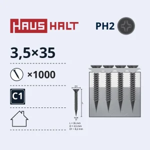 WOOD SCREWS IN TAPE 3.5X35 MET 1000PCS
