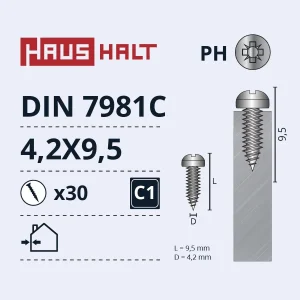 ШАГОВОЙ ВИНТ 4.2X9.5 DIN7981C ZN 30ШТ BL